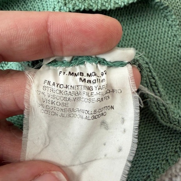 Max Mara Boatneck Sweater Size Small Green Knitting Yarn Italy Beach Coastal - Picture 9 of 11